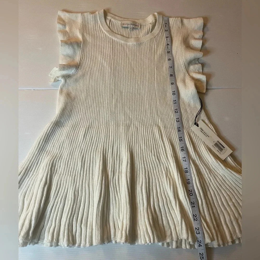 White + Warren White Linen Ribbed Swing Top Size S NWT - Picture 5 of 8